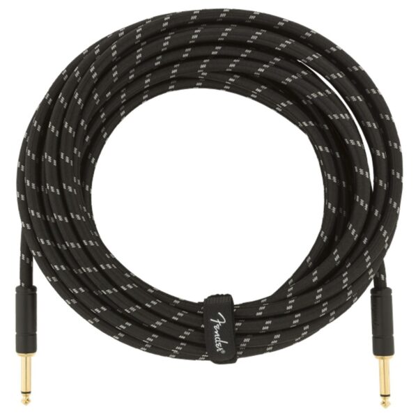 Fender Deluxe 25ft Straight Instrument Cable Black Tweed - Image 3