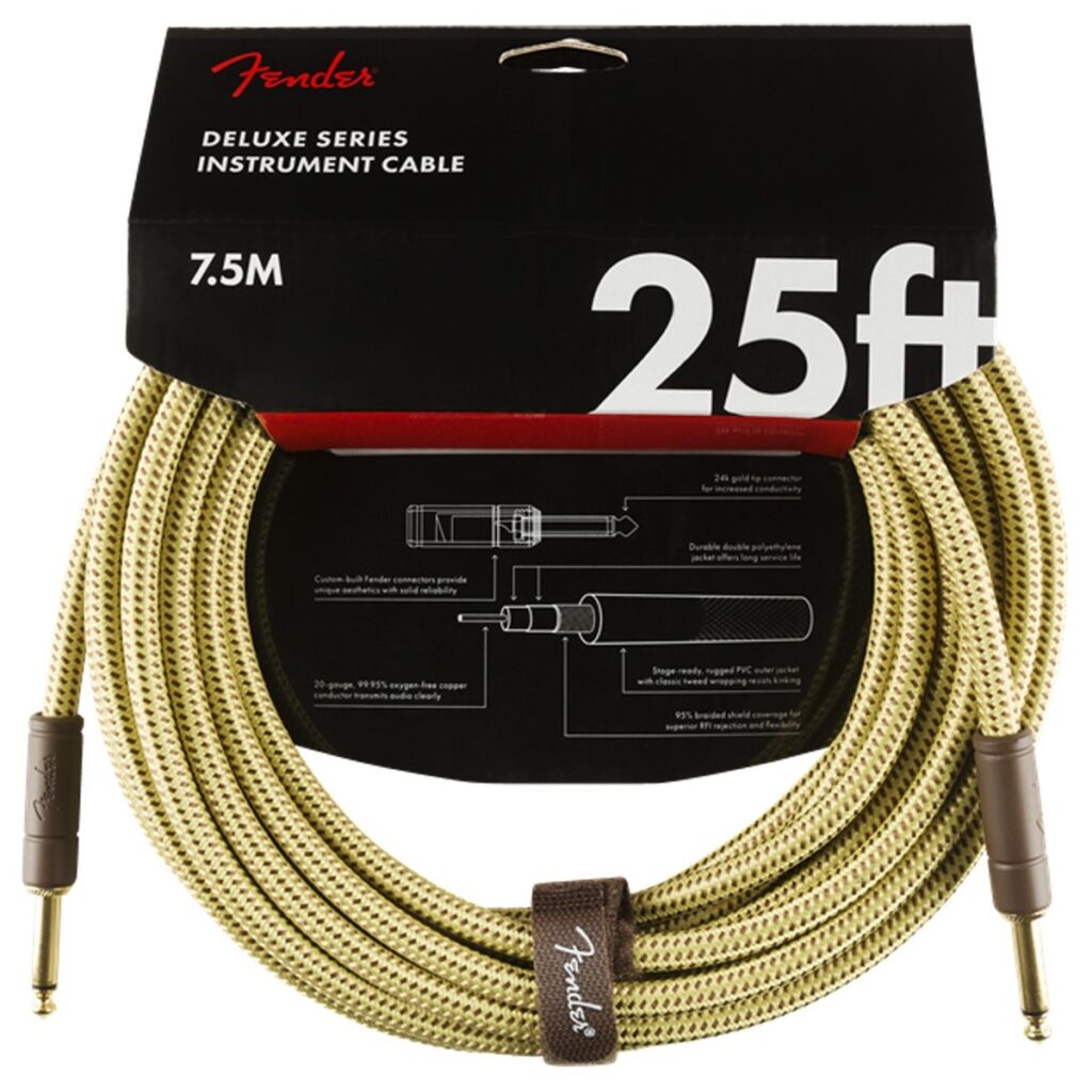 Fender Deluxe 7.5M/25ft Straight Instrument Cable Tweed