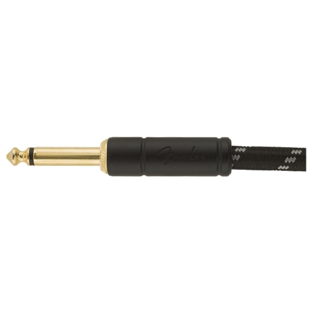 Fender Deluxe 25ft Straight/Angle Instrument Cable Black Tweed