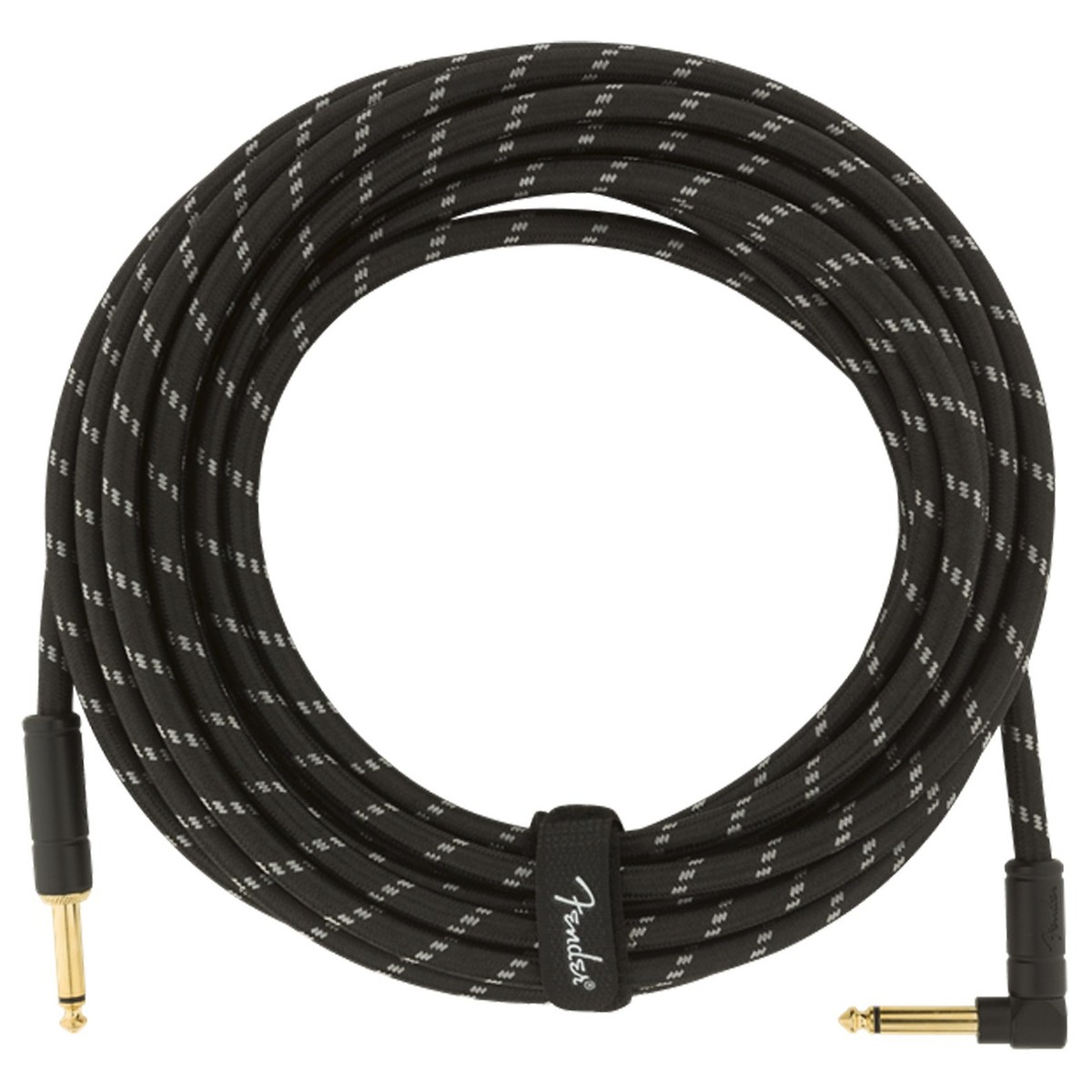 Fender Deluxe 25ft Straight/Angle Instrument Cable Black Tweed - Image 4