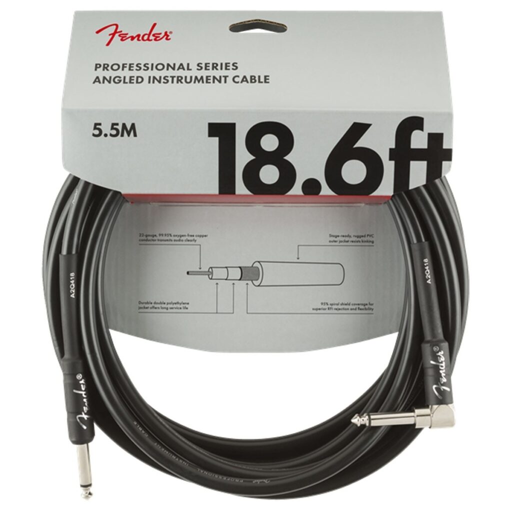 Fender Professional 18.6ft Straight/Angle Instrument Cable Black