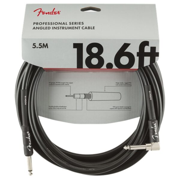 Fender Professional 18.6ft Straight/Angle Instrument Cable Black - Image 1