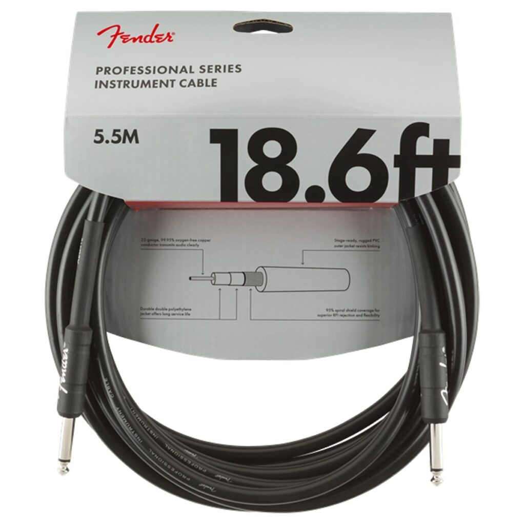 Fender Professional 18.6ft Straight Instrument Cable Black