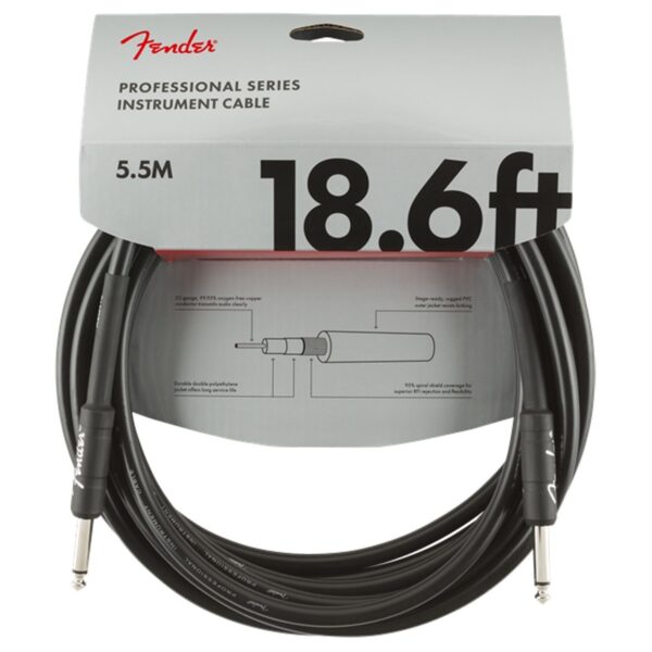 Fender Professional 18.6ft Straight Instrument Cable Black - Image 1