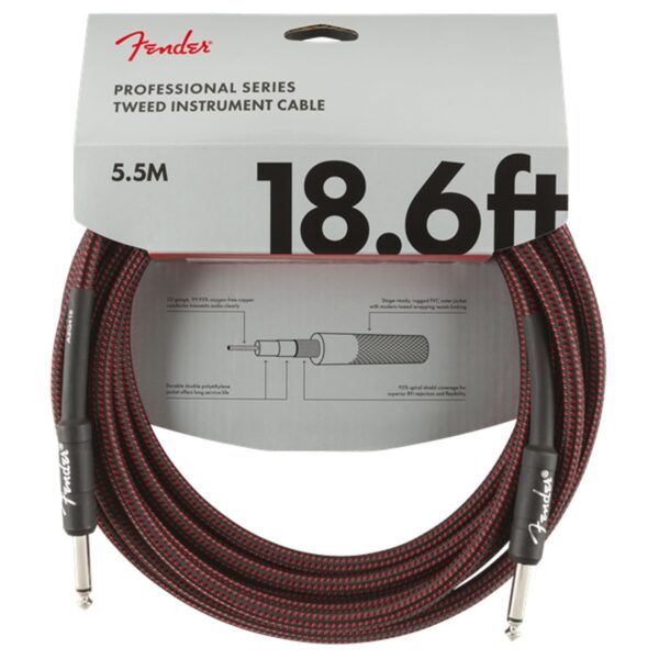 Fender Professional Series Instrument Cable 5.5M / 18.6 Red Tweed - Image 1