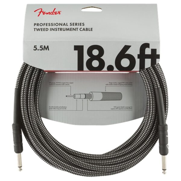 Fender Professional Series Instrument Cable 5.5M / 18.6 Gray Tweed - Image 1