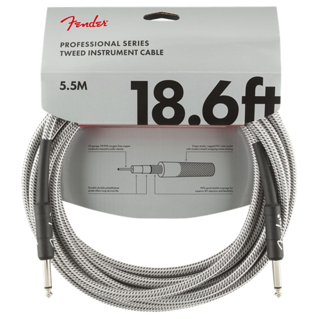 Fender Professional Series Instrument Cable 5.5M / 18.6 White Tweed