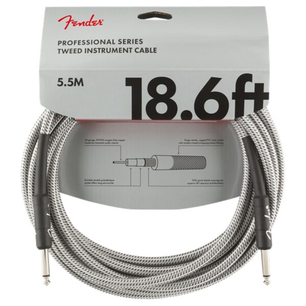 Fender Professional Series Instrument Cable 5.5M / 18.6 White Tweed - Image 1