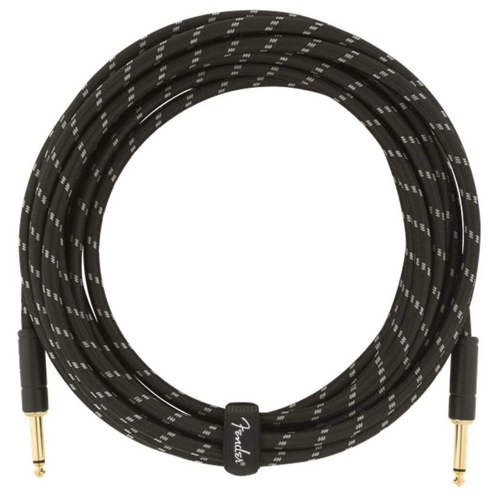 Fender Deluxe 18.6ft Straight Instrument Cable Black Tweed
