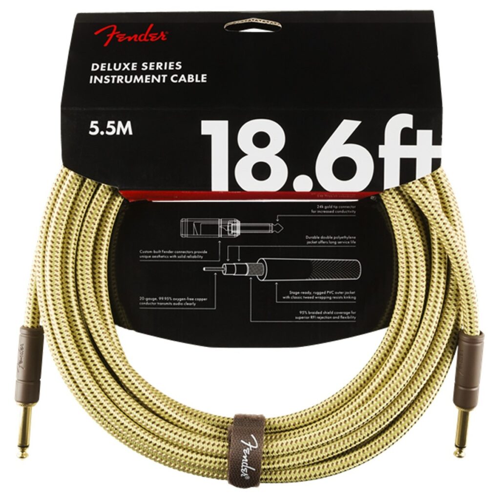 Fender Deluxe 18.6ft Straight Instrument Cable Tweed