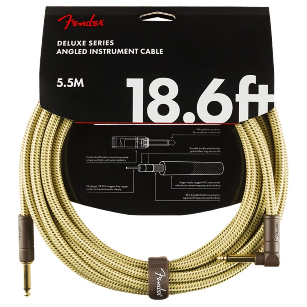 Fender Deluxe 18.6ft Straight/Angle Instrument Cable Tweed