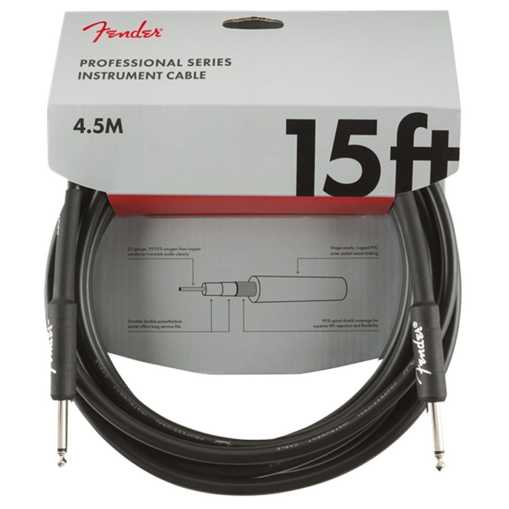Fender Professional 15ft Straight Instrument Cable Black