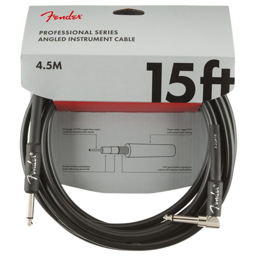 Fender Professional 15ft Straight/Angle Instrument Cable Black