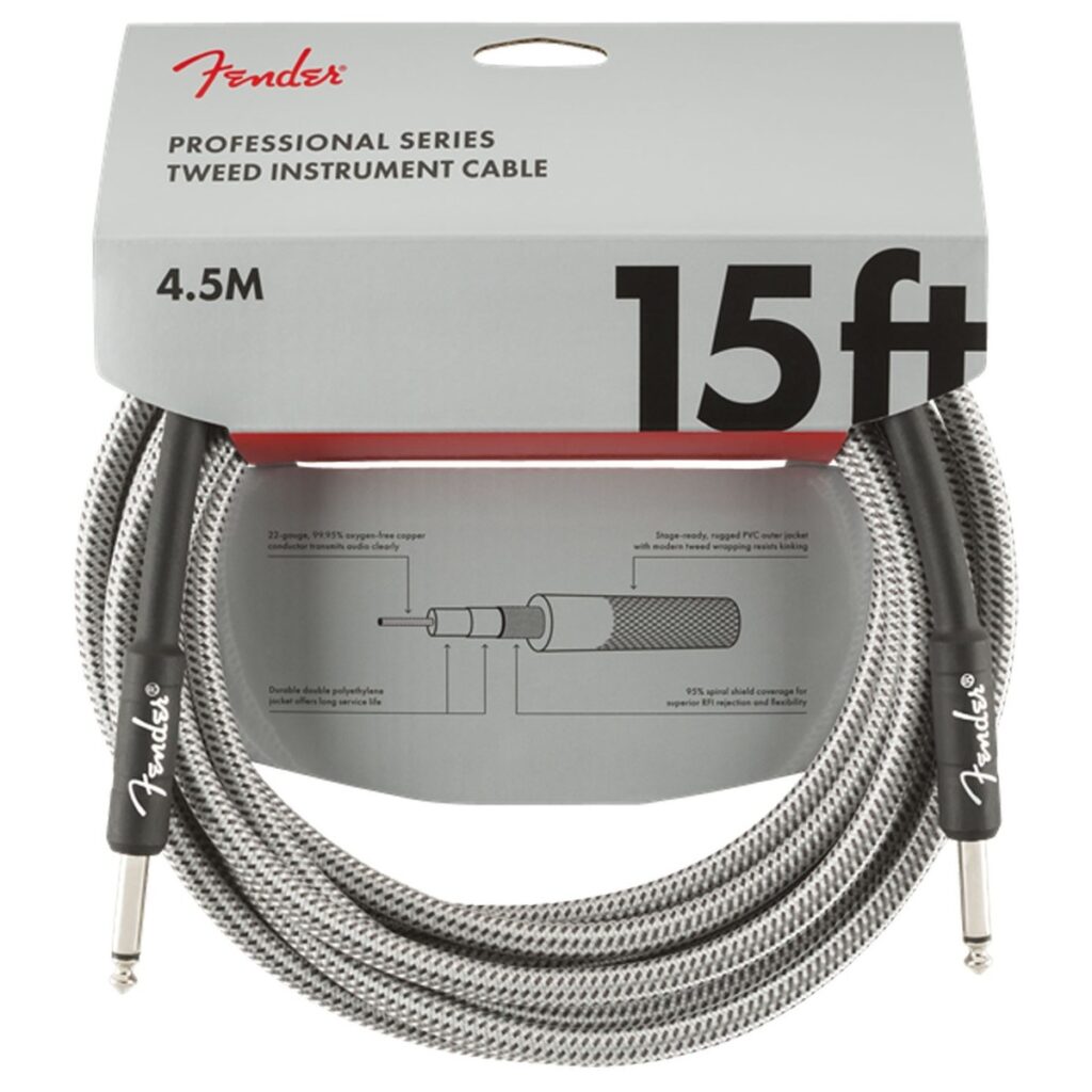 Fender Professional Series 4.5M/15ft Instrument Cable White Tweed