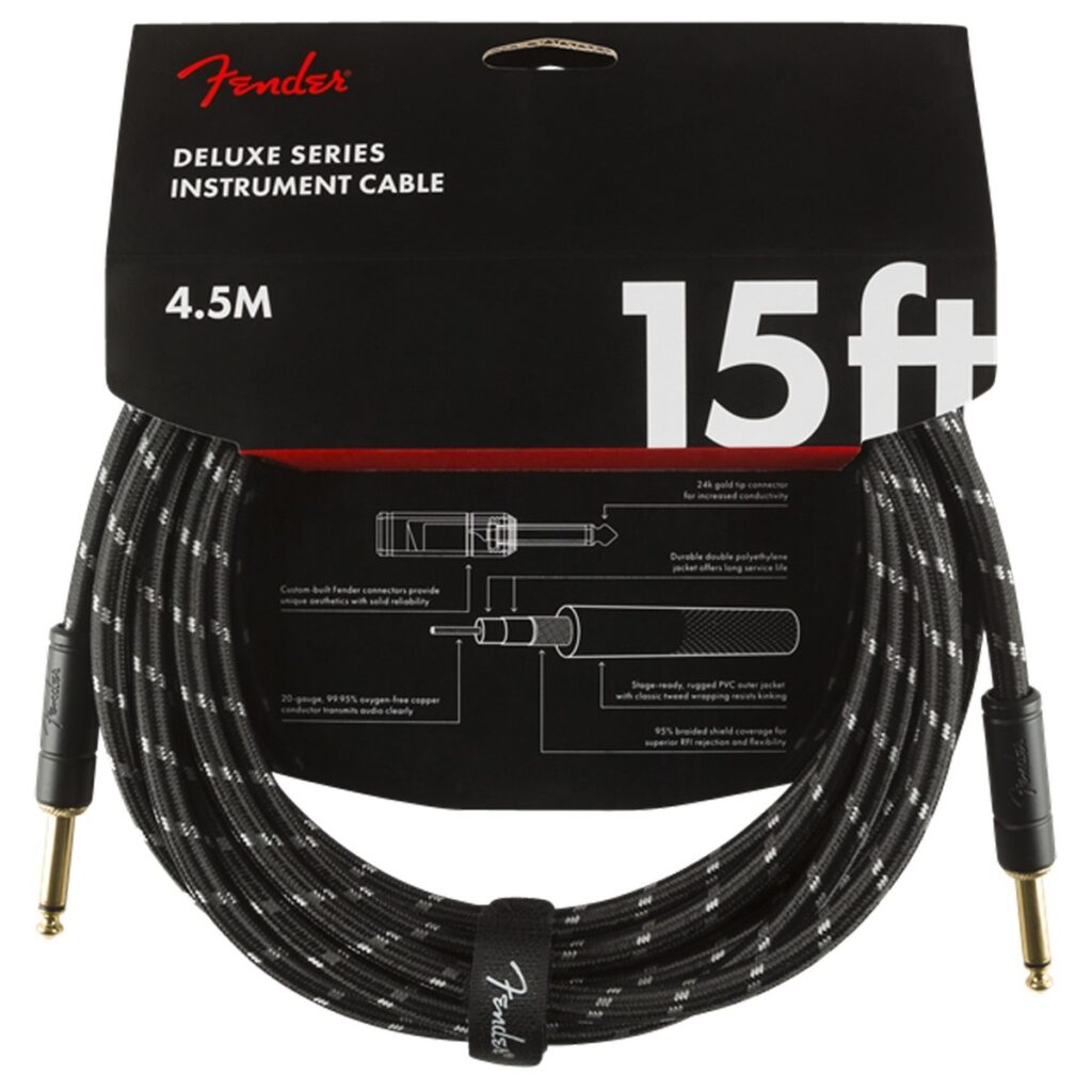 Fender Deluxe 4.5M/15ft Straight Instrument Cable Black Tweed