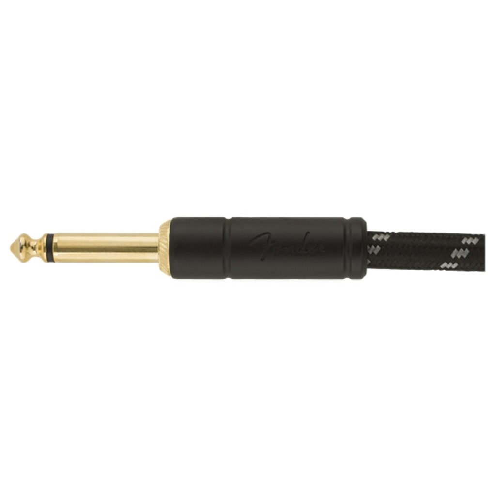 Fender Deluxe 15ft Straight/Angle Instrument Cable Black Tweed