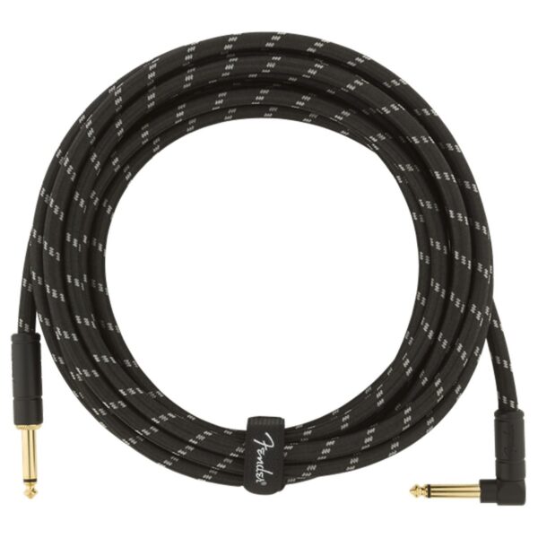 Fender Deluxe 15ft Straight/Angle Instrument Cable Black Tweed - Image 4