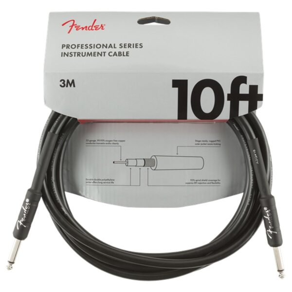 Fender Professional 3M/10ft Straight Instrument Cable Black - Image 1