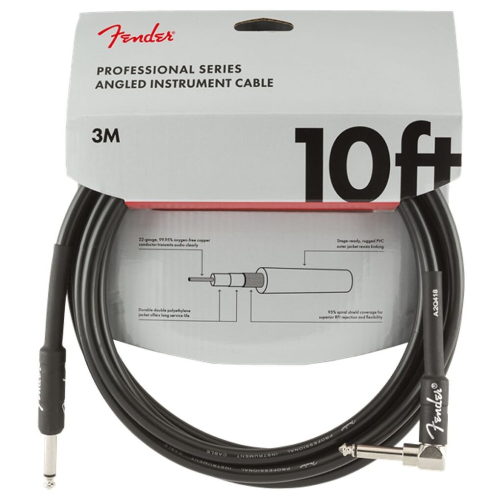 Fender Professional 10ft Straight/Angle Instrument Cable Black