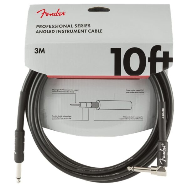 Fender Professional 10ft Straight/Angle Instrument Cable Black - Image 1