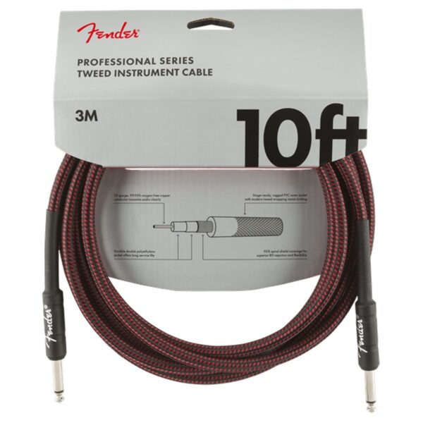 Fender Professional 10ft Straight Instrument Cable Red Tweed - Image 1
