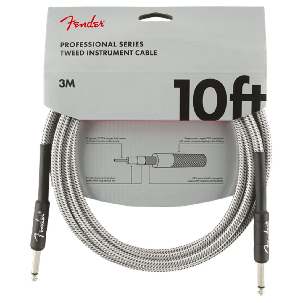 Fender Professional 10ft Straight Instrument Cable White Tweed