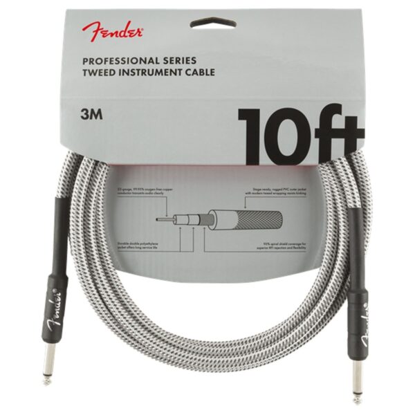 Fender Professional 10ft Straight Instrument Cable White Tweed - Image 1