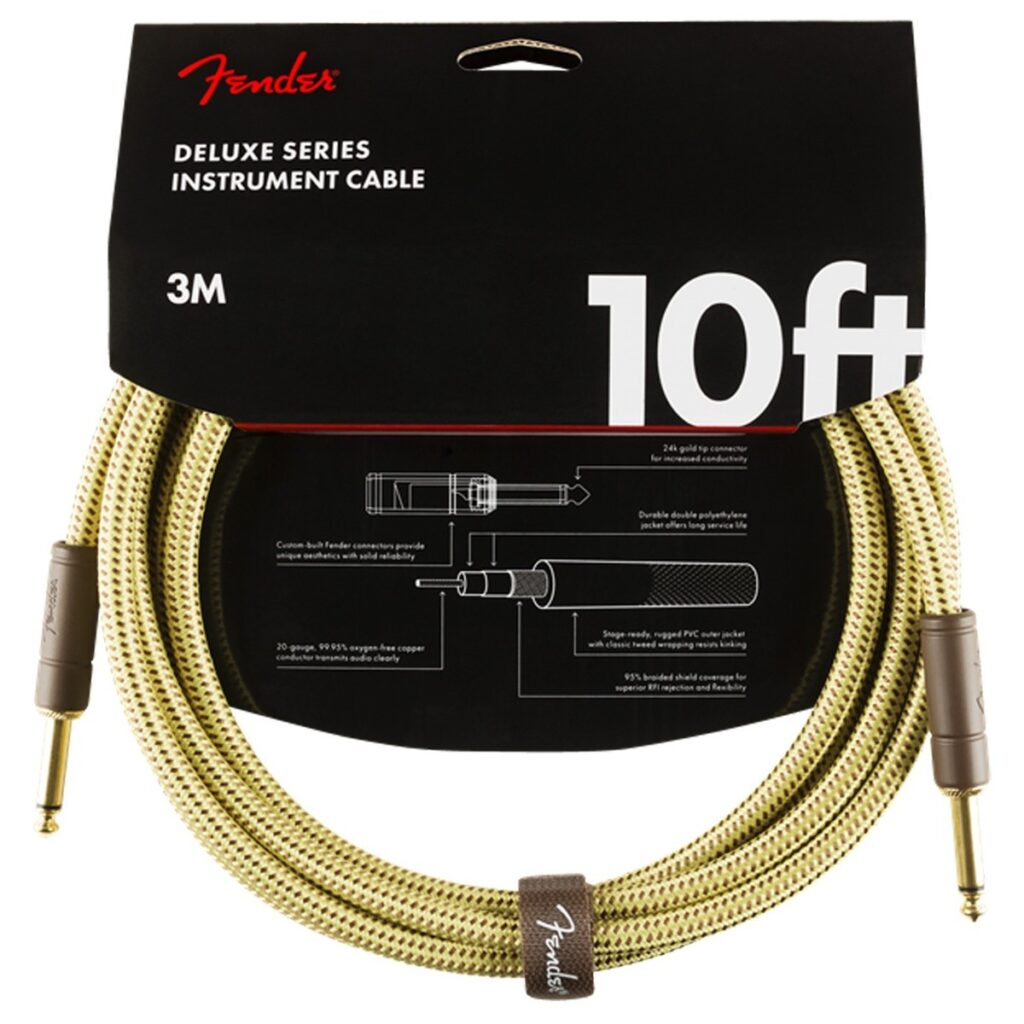 Fender Deluxe 10ft Straight Instrument Cable Tweed