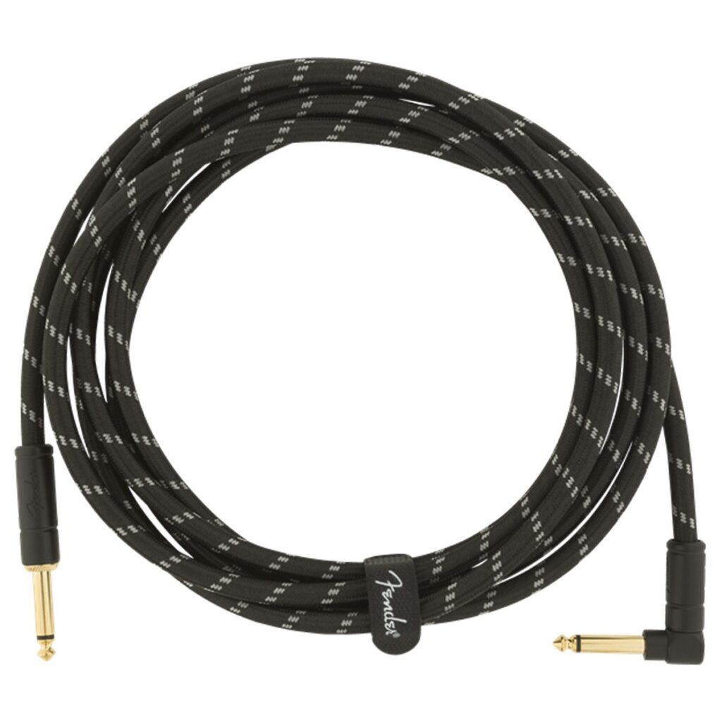 Fender Deluxe 10ft Straight/Angle Instrument Cable Black Tweed