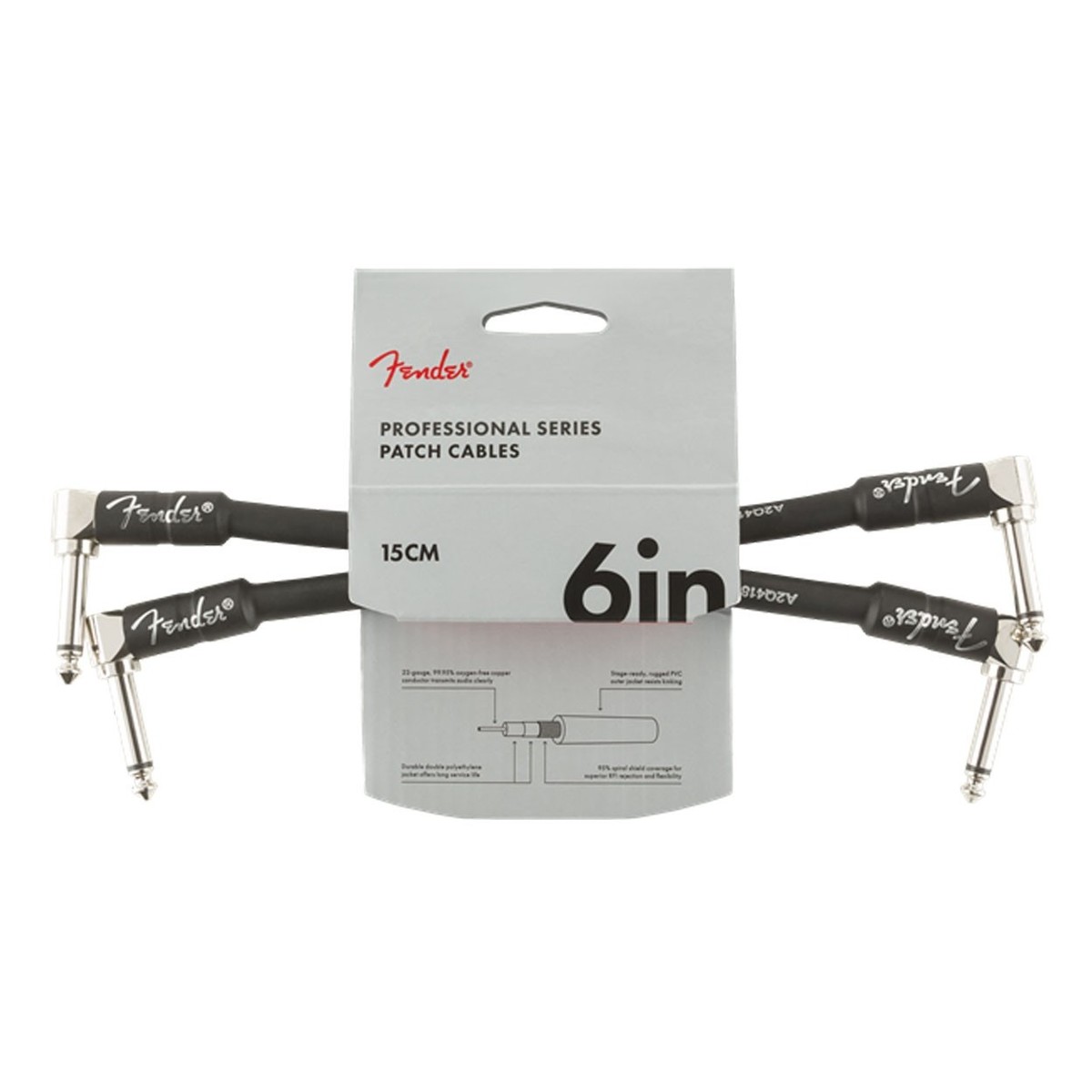 Fender Professional 6" Patch Cable 2-Pack Black - Image 1