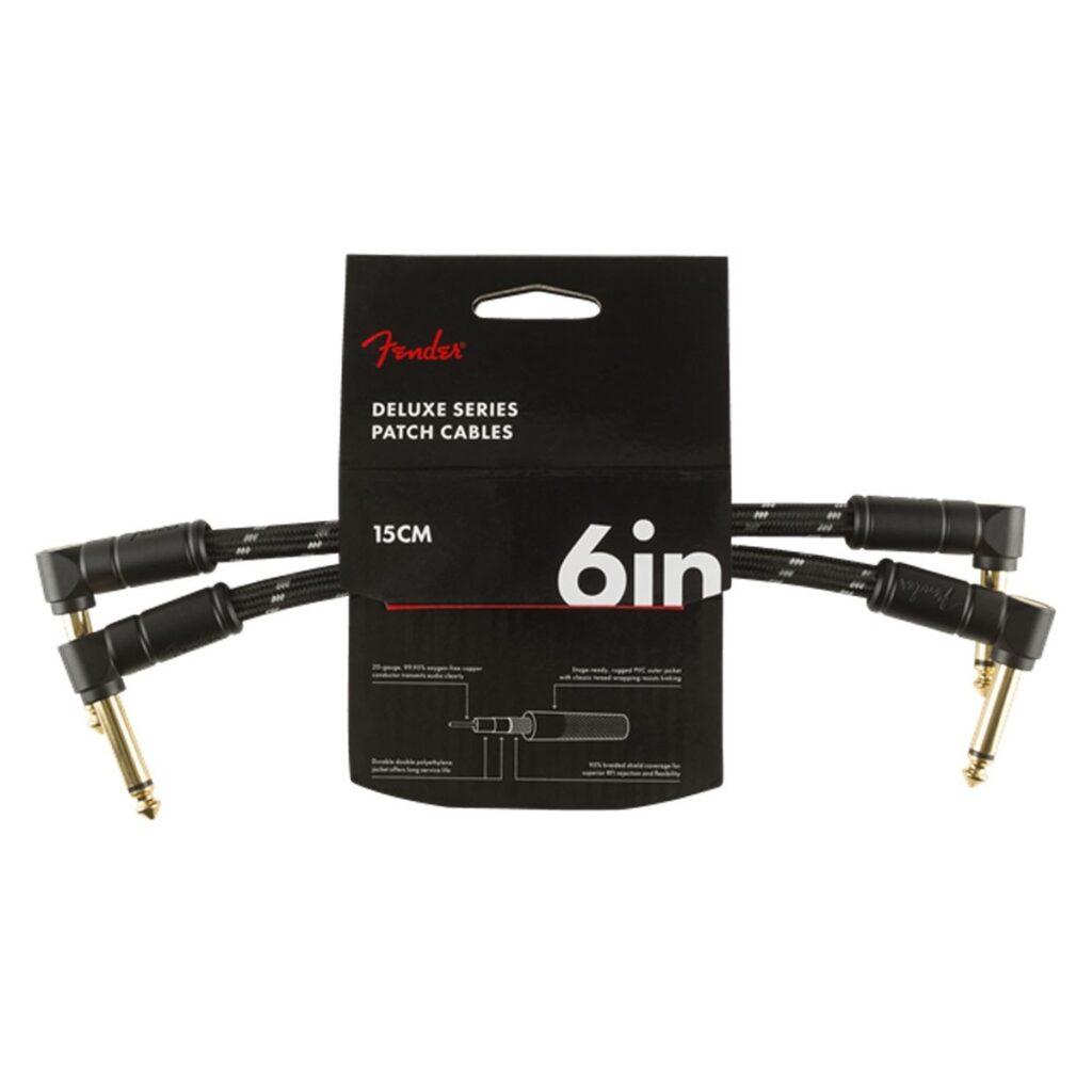 Fender Deluxe 6" Patch Cable 2 Pack Black Tweed
