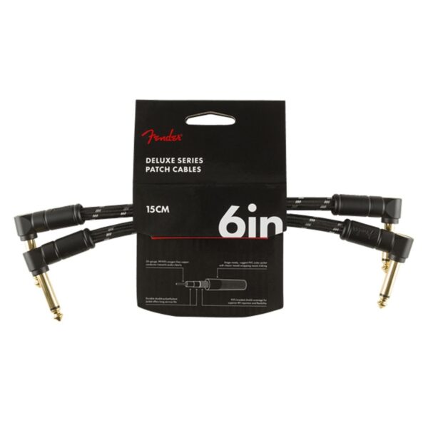 Fender Deluxe 6" Patch Cable 2 Pack Black Tweed - Image 1