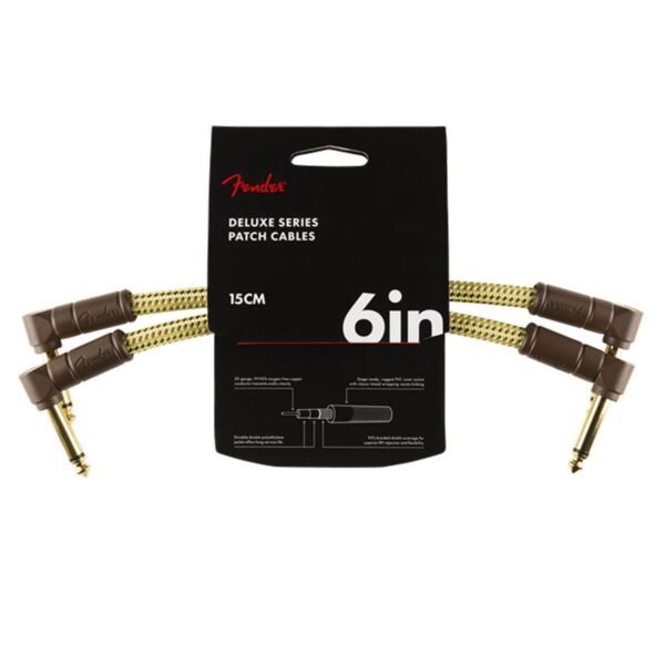 Fender Deluxe 6" Patch Cable 2 Pack Tweed - Image 1