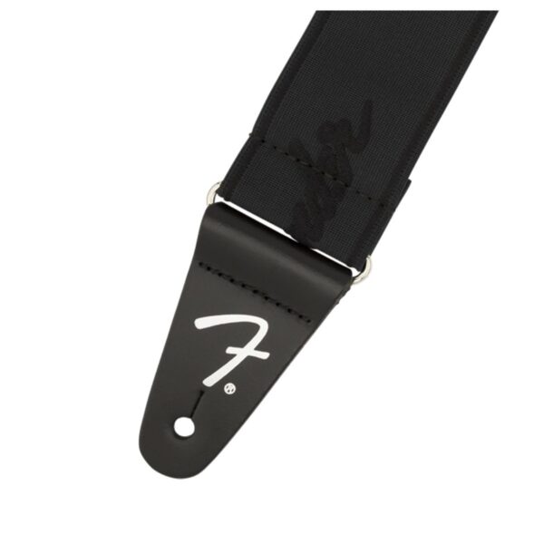 Fender WeighLess 2" Running Logo Guitar Strap Black/Black - Image 2