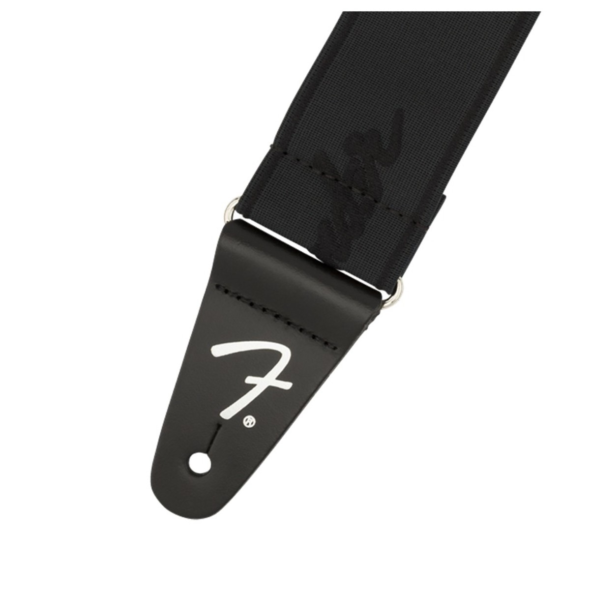 Fender WeighLess 2" Running Logo Guitar Strap Black/Black - Image 2