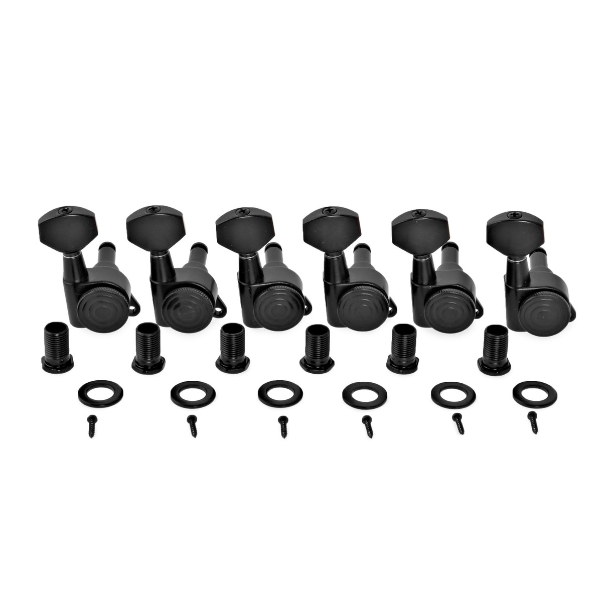 Guitarworks Locking Machine Heads 6-In-Line Black - Image 1
