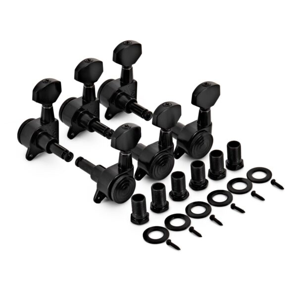 Guitarworks Locking Machine Heads 3-a-Side Black - Image 2
