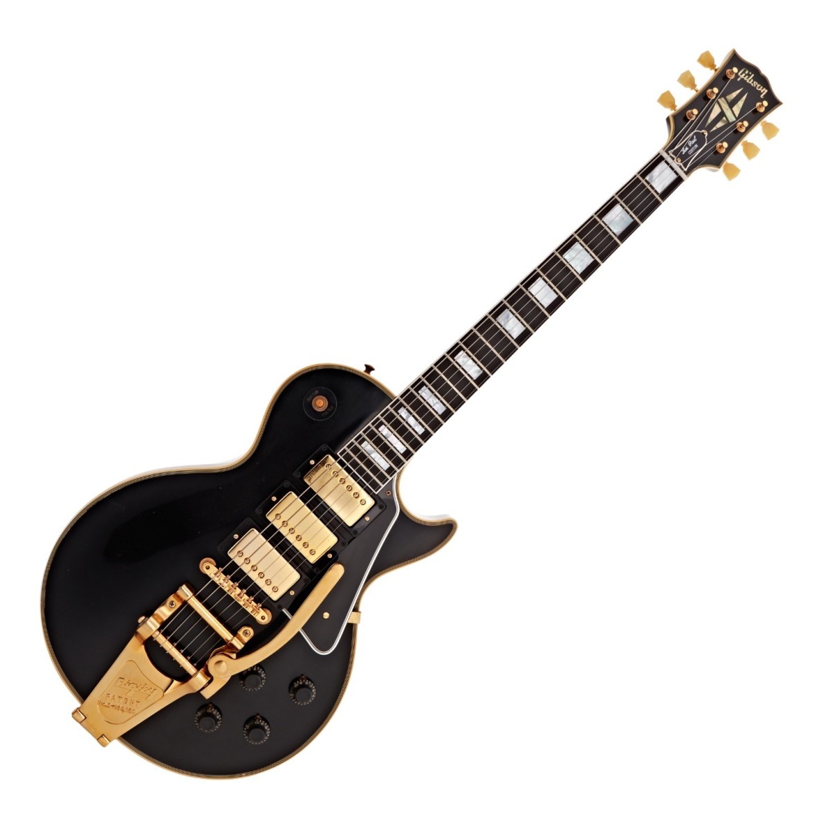 Gibson Custom 1957 Les Paul Custom Reissue 3-Pickup Bigsby Light Aged Ebony #751237 - Image 1