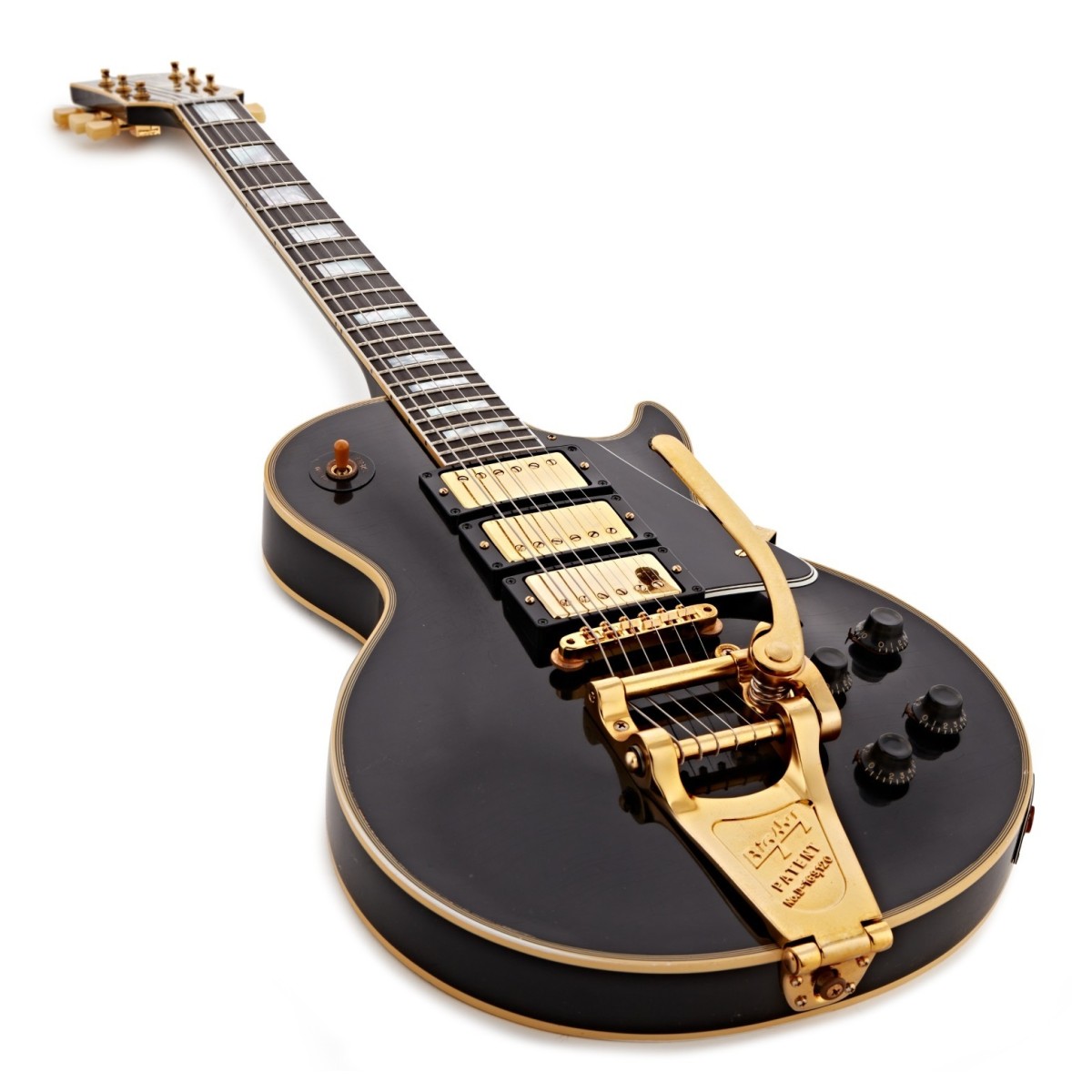 Gibson Custom 1957 Les Paul Custom Reissue 3-Pickup Bigsby Light Aged Ebony #751237 - Image 3