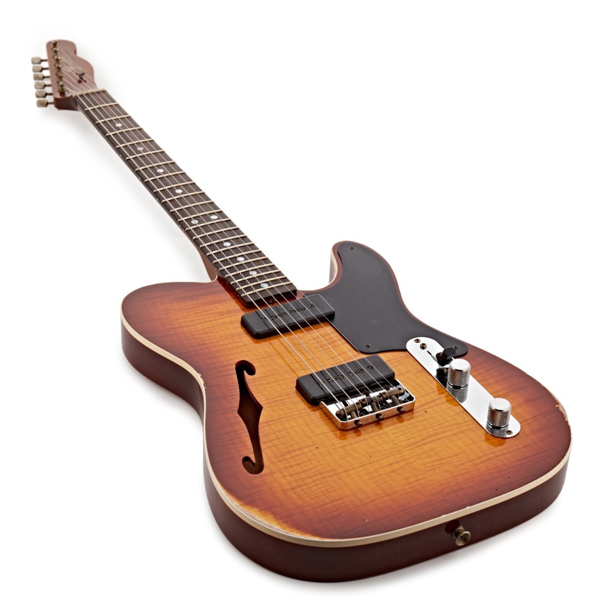 Fender Custom Shop Artisan Dual P90 Flame Maple Top Tele Relic 3A RW Aged Tobacco Sunburst - Image 3