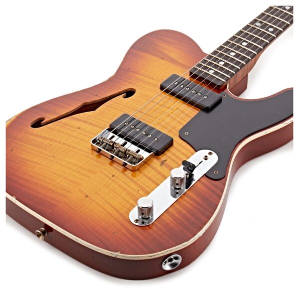 Fender Custom Shop Artisan Dual P90 Flame Maple Top Tele Relic 3A RW Aged Tobacco Sunburst - Image 4