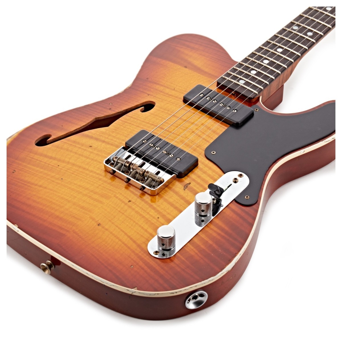 Fender Custom Shop Artisan Dual P90 Flame Maple Top Tele Relic 3A RW Aged Tobacco Sunburst - Image 4