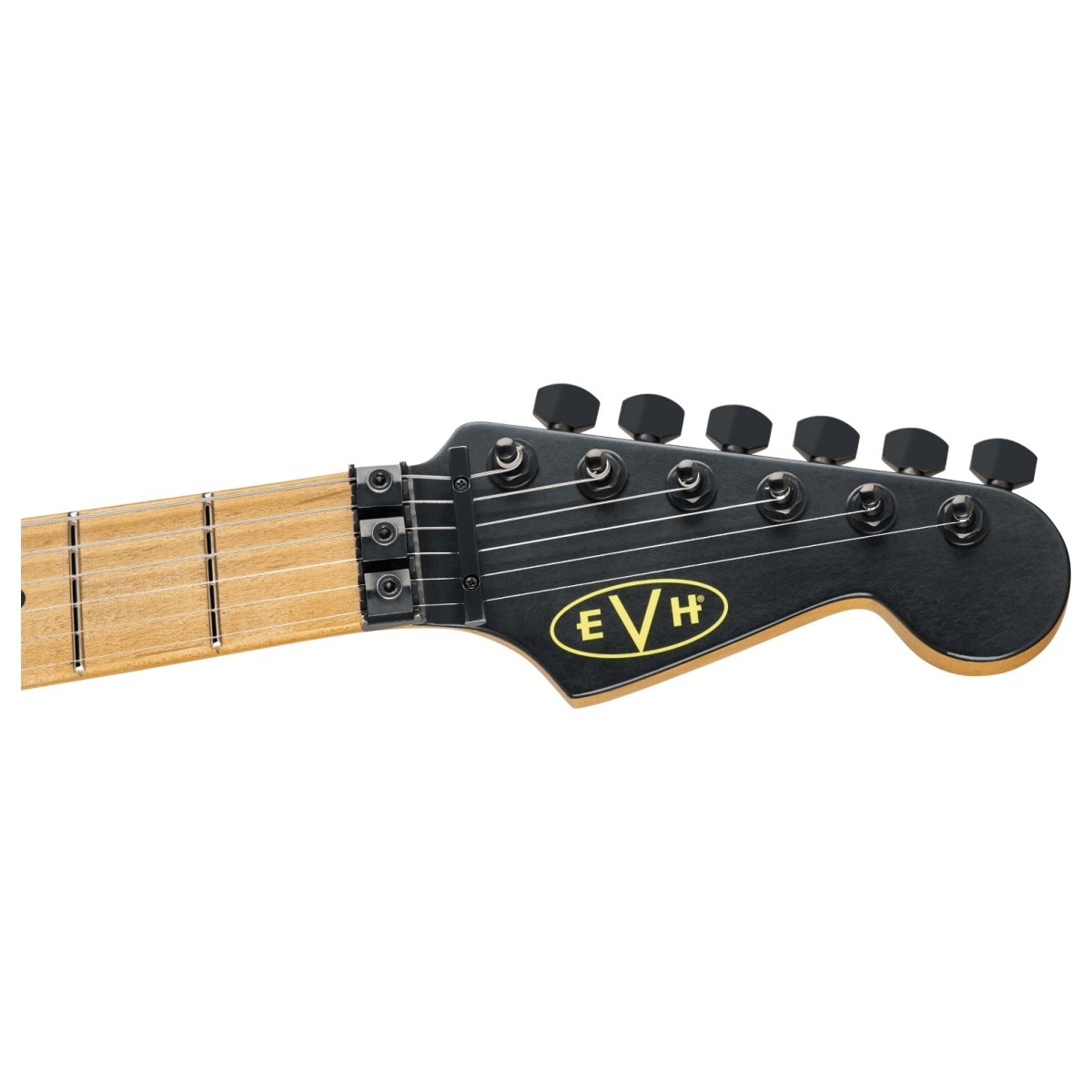 EVH Limited Edition Striped Series Frankenstein Frankie MN Black with Yellow Stripes Aged - Image 4