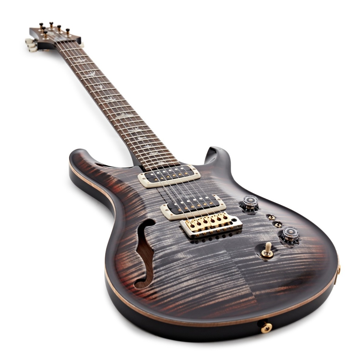 PRS Custom 24-08 Semi-Hollow 10-Top Charcoal Cherry Burst #0407888 - Image 2