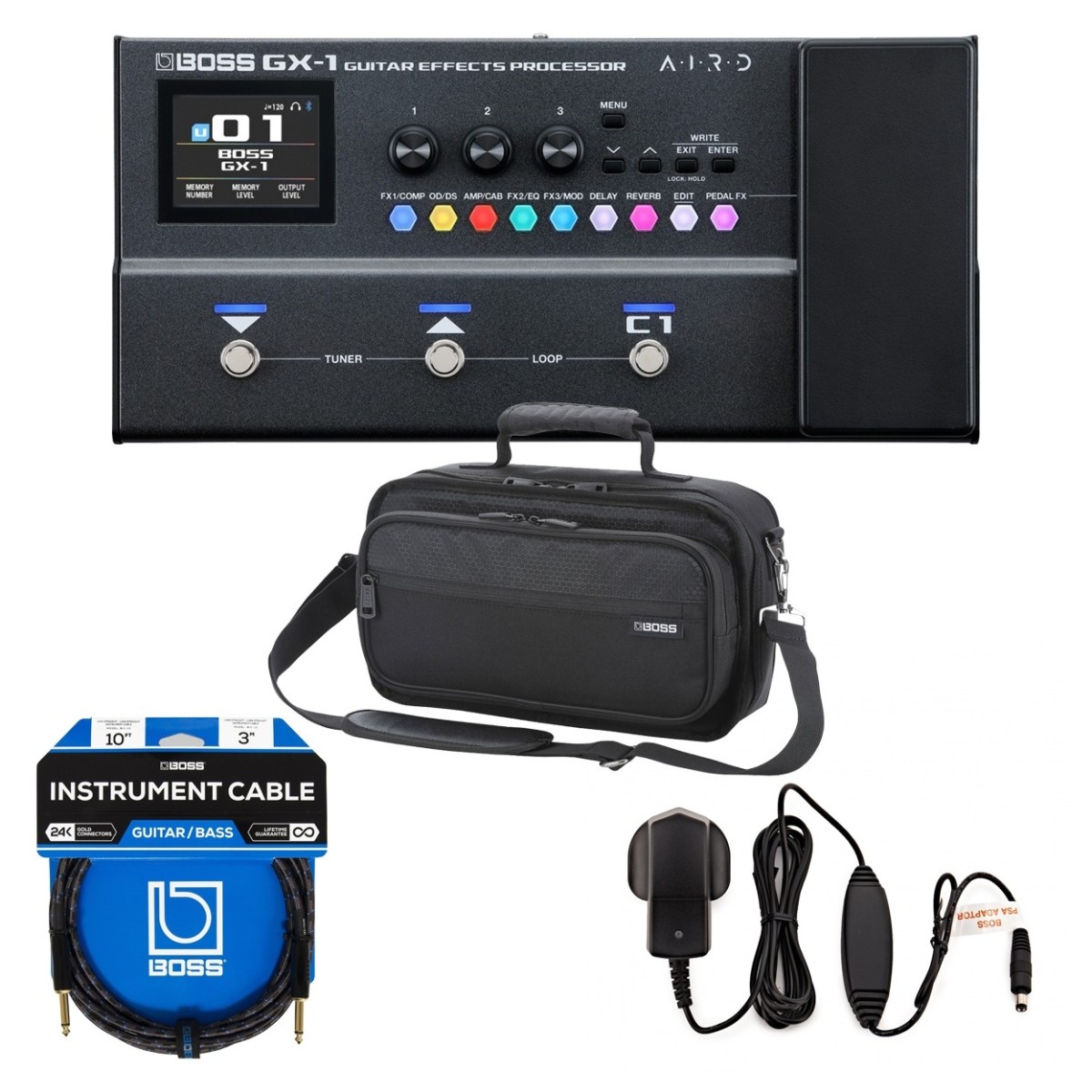 Boss GX-1 Compact Multi Effects Processor Bundle