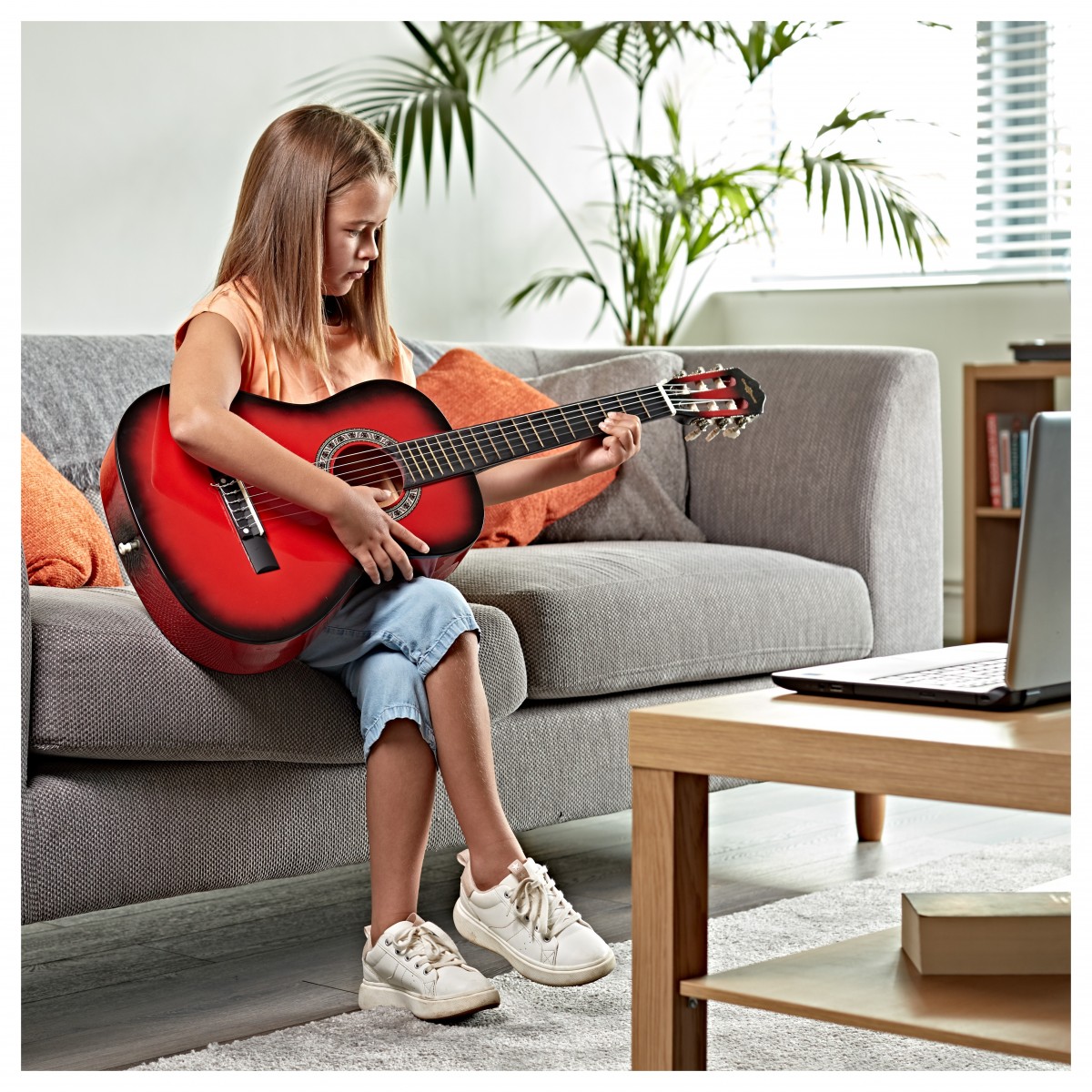 3/4 Classical Guitar Redburst by Gear4music