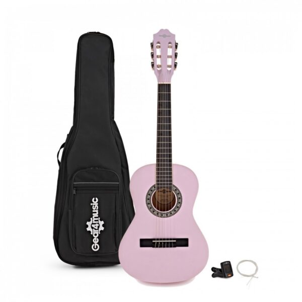 Junior 1/2 Classical Guitar Pack Pink by Gear4music