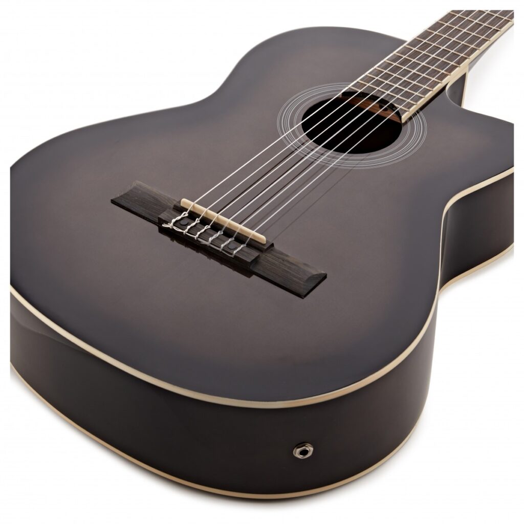 Deluxe Single Cutaway Electro Classical Guitar by Gear4music Trans Black