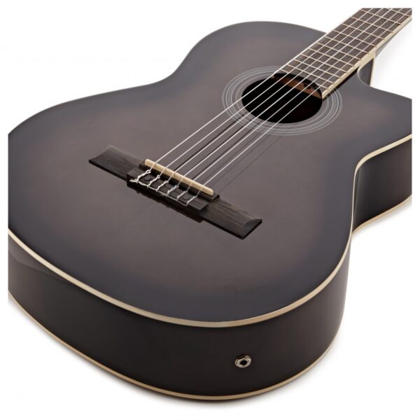 Deluxe Single Cutaway Electro Classical Guitar by Gear4music Trans Black