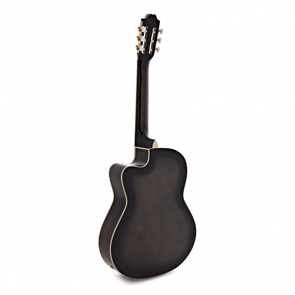 Deluxe Single Cutaway Electro Classical Guitar by Gear4music Trans Black